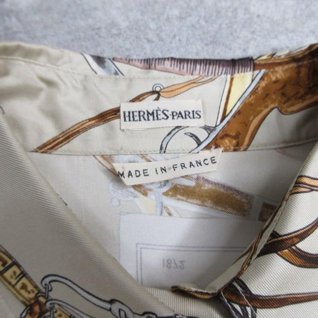 エルメス HERMES 美品 マルジェラ期 フランス騎兵柄 シルクシャツ ブラウス