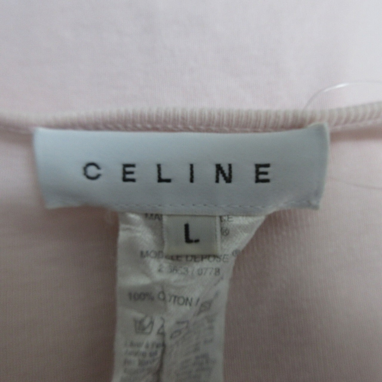 【USED】セリーヌ CELINE カットソー Tシャツ 長袖 トリオンフ スタッズ ピンク Lサイズ 93479