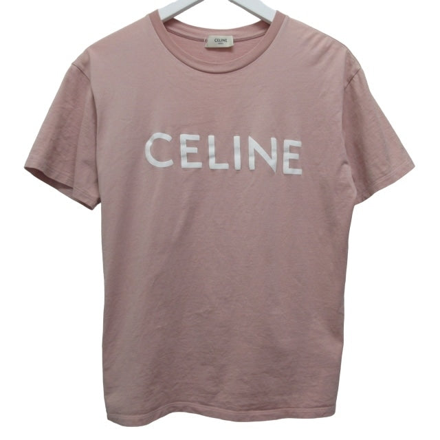 【USED】セリーヌ CELINE Tシャツ カットソー 半袖 ロゴ ピンク XXS