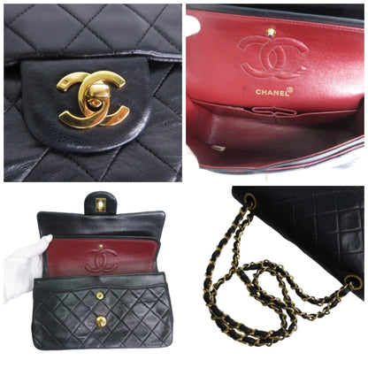 【USED】CHANEL シャネル マトラッセ ダブルフラップ 1番台 チェーンショルダーバッグ ブラック