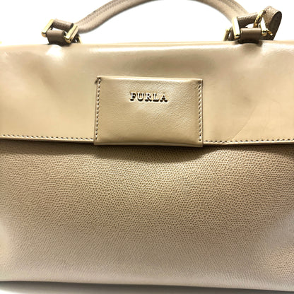 フルラ FURLA  2WAY 異素材 エナメル 切替 ベージュ