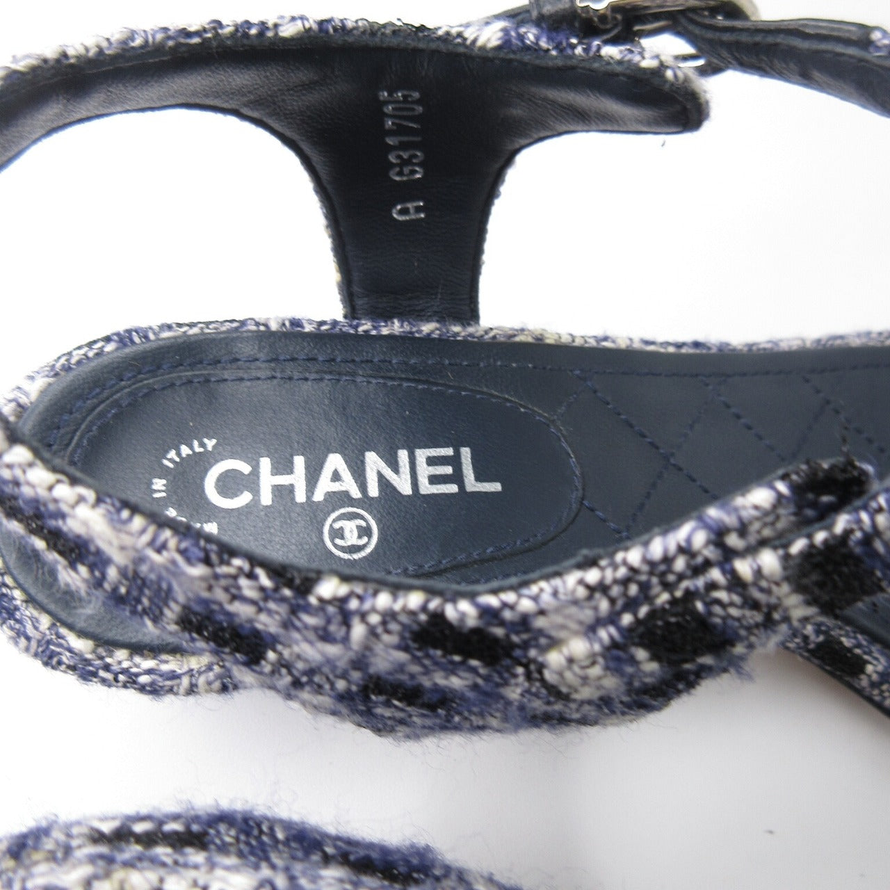 【USED】CHANEL シャネル ココマーク サンダル ミュール ツイード チェーン G31705 36Cサイズ