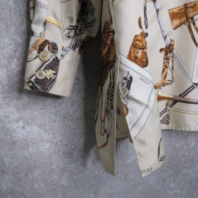 エルメス HERMES 美品 マルジェラ期 フランス騎兵柄 シルクシャツ ブラウス