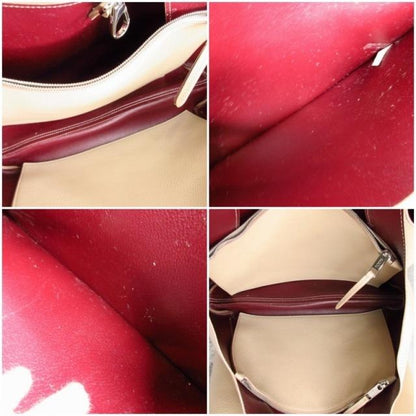 トッズ TOD'S LEATHER BAG レザーバッグ ハンドバッグ ベージュ×ボルドー E05070126319