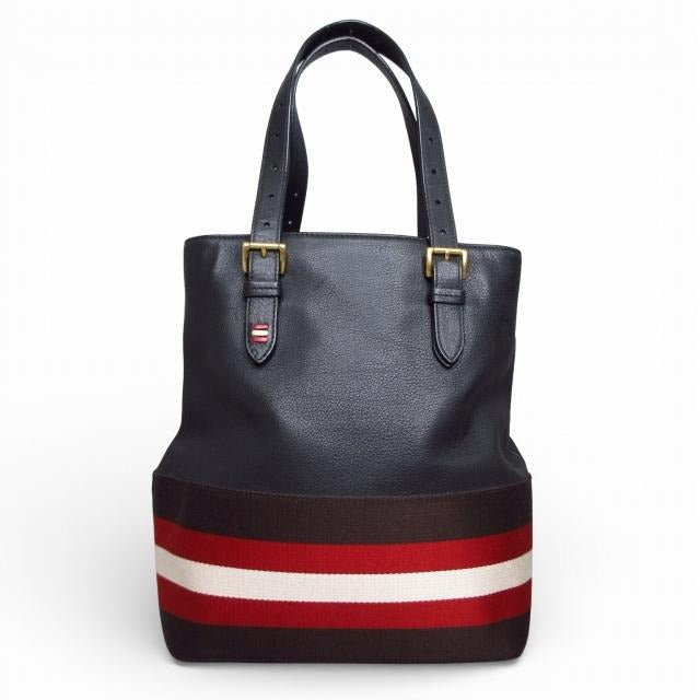 バリー BALLY トートバッグ ショルダーバッグ ストライプ ブラック