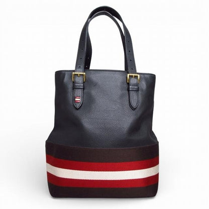 バリー BALLY トートバッグ ショルダーバッグ ストライプ ブラック
