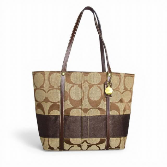 コーチ COACH トートバッグ キャンバス シグネチャー ブラウン