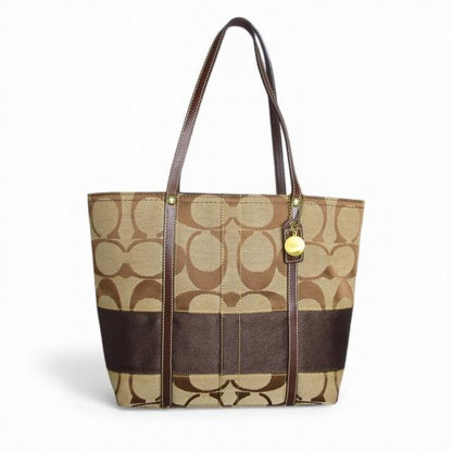 コーチ COACH トートバッグ キャンバス シグネチャー ブラウン