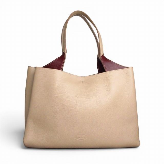 トッズ TOD'S LEATHER BAG レザーバッグ ハンドバッグ ベージュ×ボルドー E05070126319