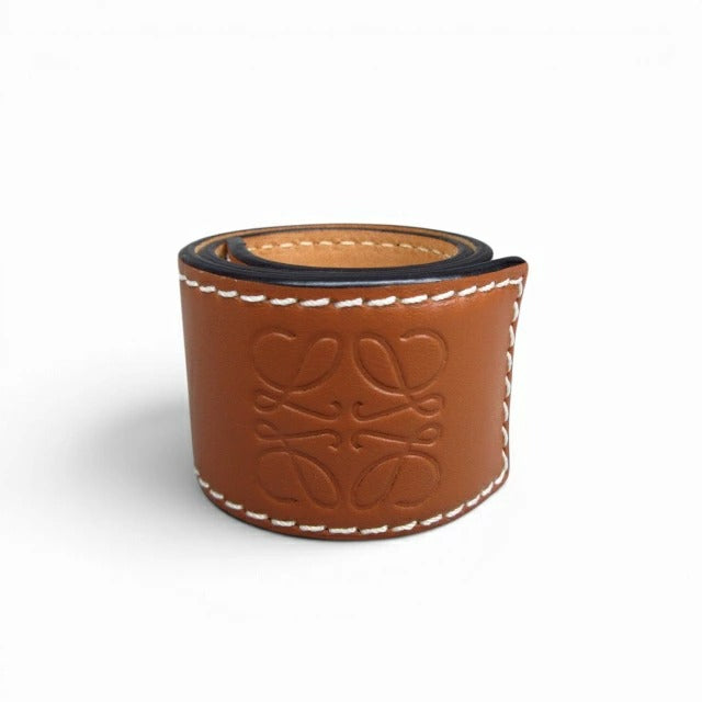 ロエベ LOEWE 美品 スラップ ブレスレット アナグラム タン