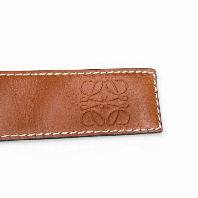 ロエベ LOEWE 美品 スラップ ブレスレット アナグラム タン