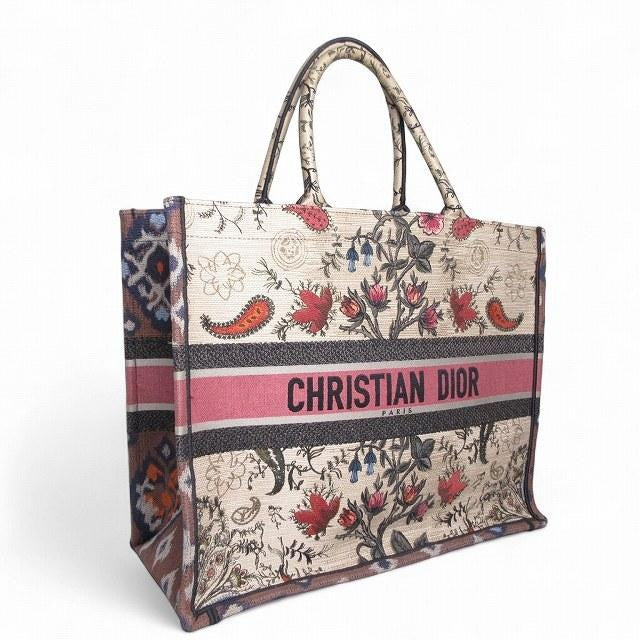 クリスチャンディオール Christian Dior 美品 BOOK TOTE ブックトート ラージ トートバッグ ボタニカル柄