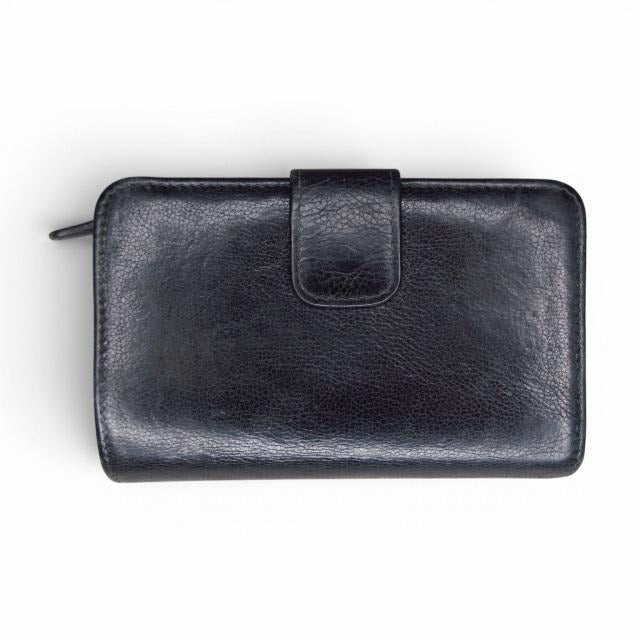 プラダ PRADA 2つ折り財布 ウォレット 三角プレート レザー ブラック