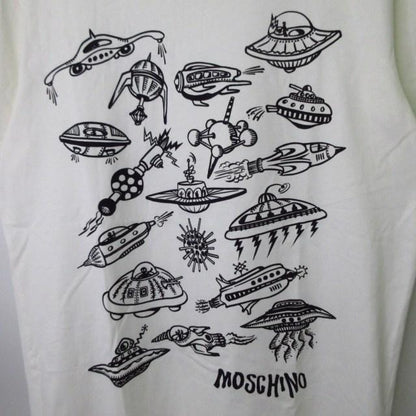 モスキーノ MOSCHINO 美品 Tシャツ 半袖 UFO プリント ホワイト USA38 Lサイズ相当