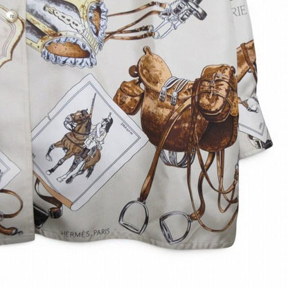 エルメス HERMES 美品 マルジェラ期 フランス騎兵柄 シルクシャツ ブラウス