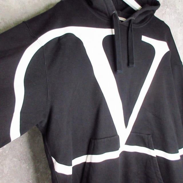 ヴァレンティノ ヴァレンチノ VALENTINO Vロゴ パーカー フーディー スウェット プルオーバー ブラック XLサイズ